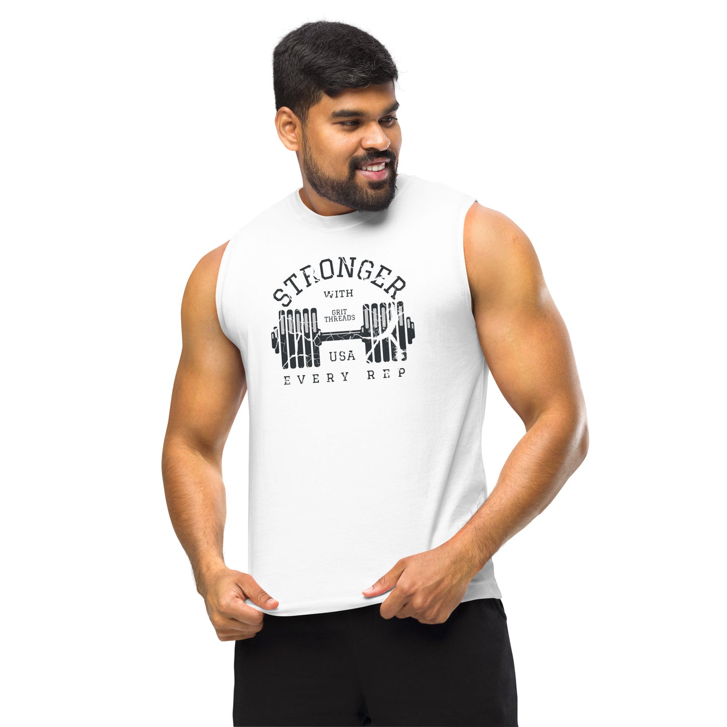 Stronger with Every Rep White Tank